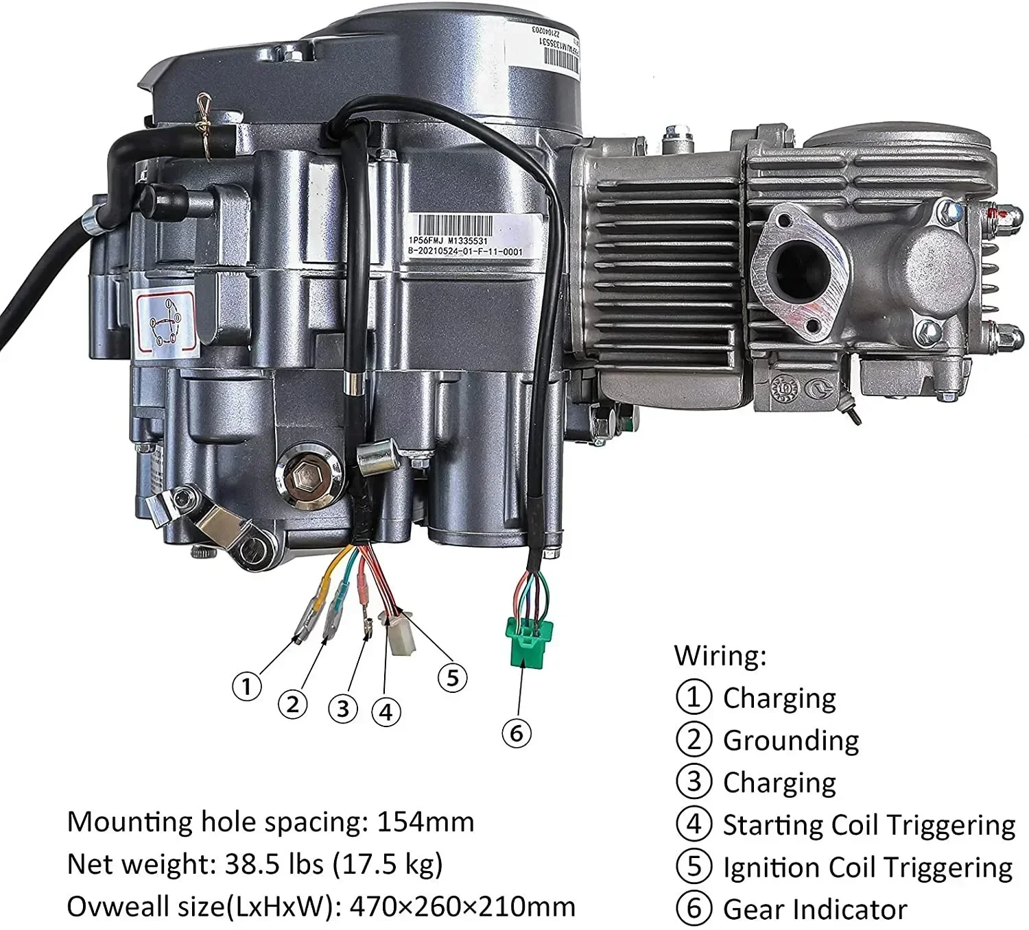 LIFAN 150cc Kick Start Engine Motor Single-Cylinder Horizontal Engine for CRF50 / CRF70 / XR50 / XR70 / Z50 / Z50R / CT70 ATV