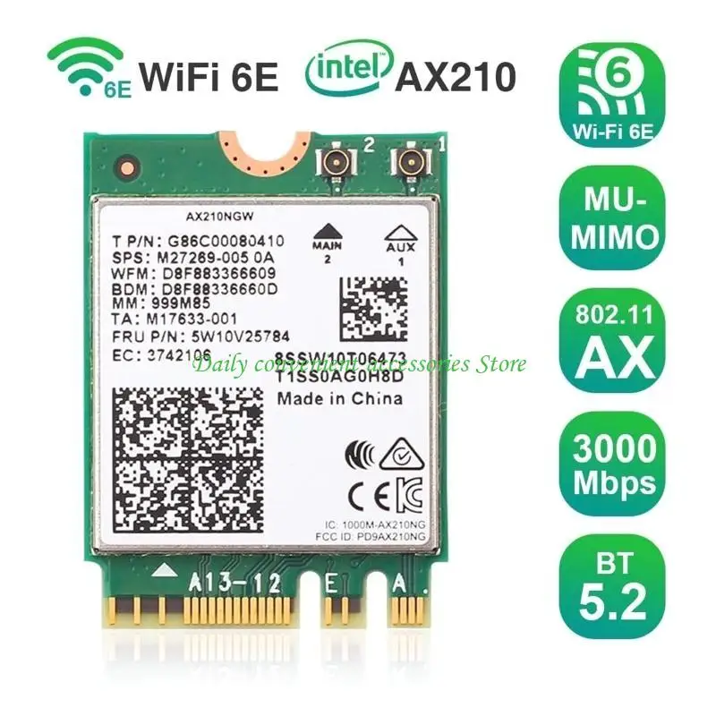 97QB AX210 WIFI 6E بطاقة مزدوجة الفرقة 2.4G / 5GHZ بطاقة الشبكة BT 5.2 WIFI NGFF لـ M.2 لبطاقة الشبكة اللاسلكية MU-MIMO