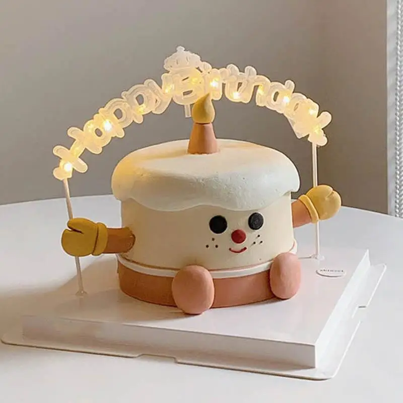 Ins Stil Alles Gute zum Geburtstag Kuchen Topper LED Nachtlicht Kuchen Topper Valentinstag Hochzeit Geburtstag Party Kuchen Flagge Dekorationen