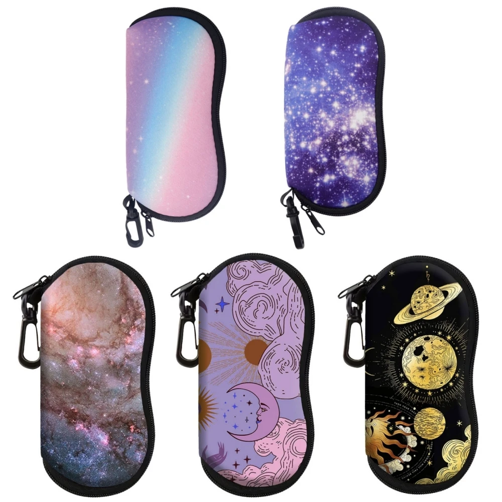 Portable Eyewear Case Stylish Soft Neoprene Glasses Bag Celestial Glasses Bag Eye-Catching Carabiner Eyeglass Pouch For Daily