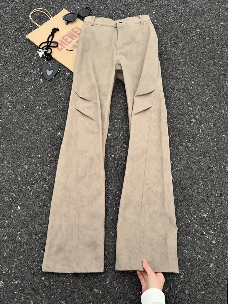 

Мужские брюки в стиле ретро, американские, с эффектом потертости, весенние, рабочие, прямого кроя, с камуфляжным узором, расклешенные, повседневные брюки