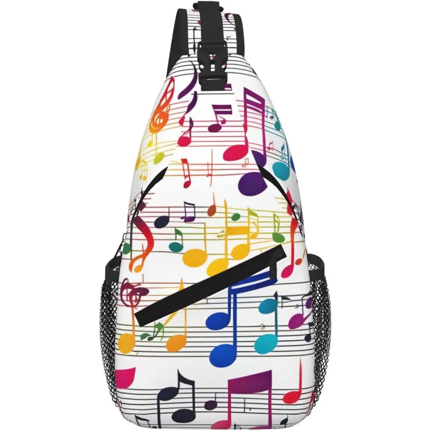 

Красочный рюкзак через плечо с принтом музыкальных нот, сумка на слинге, дорожная походная нагрудная сумка, рюкзак для путешествий, водонепроницаемый