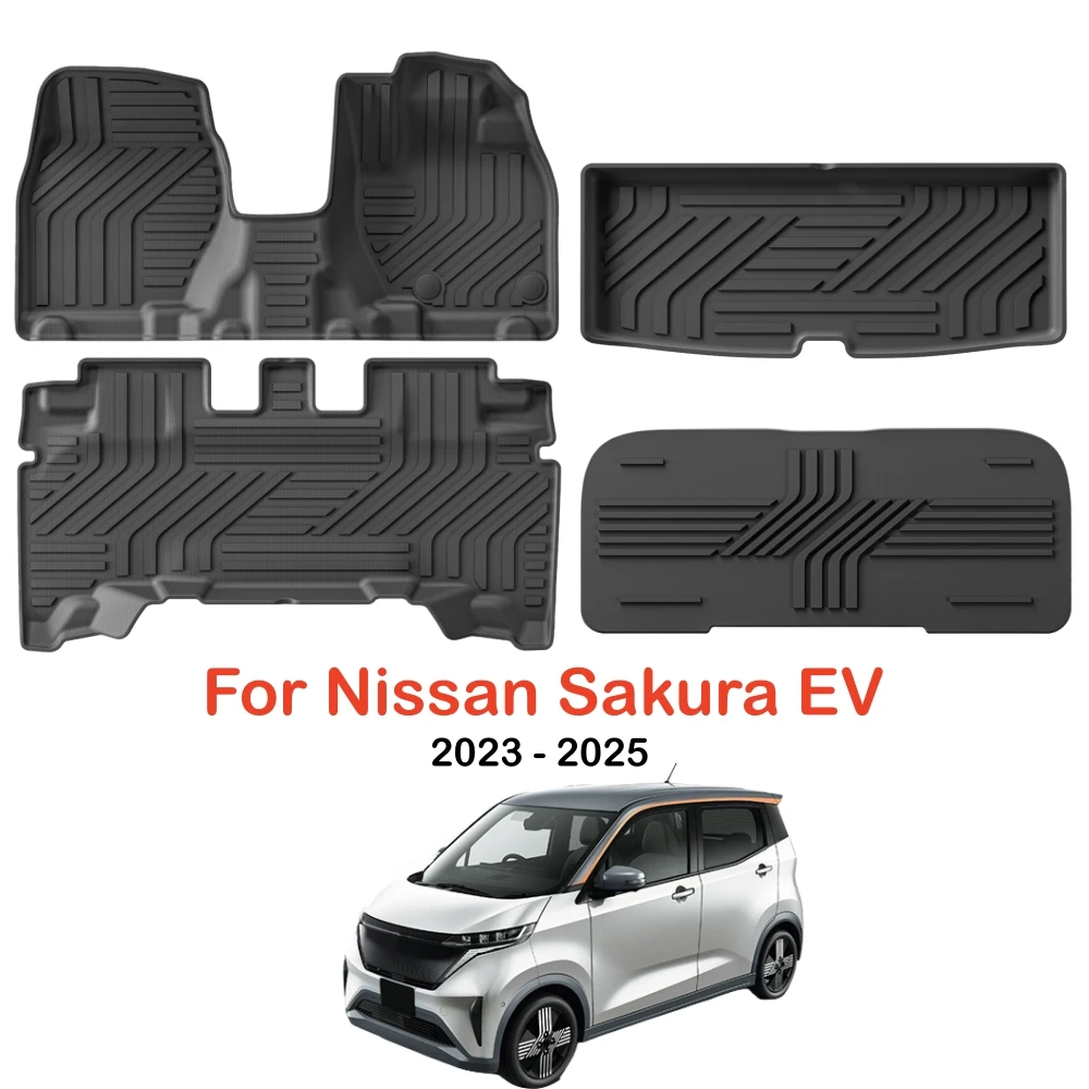 

RHD for Nissan Sakura EV 2023- 2025 Right Hand Drive Car Floor Mats Cargo Liner Trunk Pad TPE 3D Foot Mat Accessories BLACK