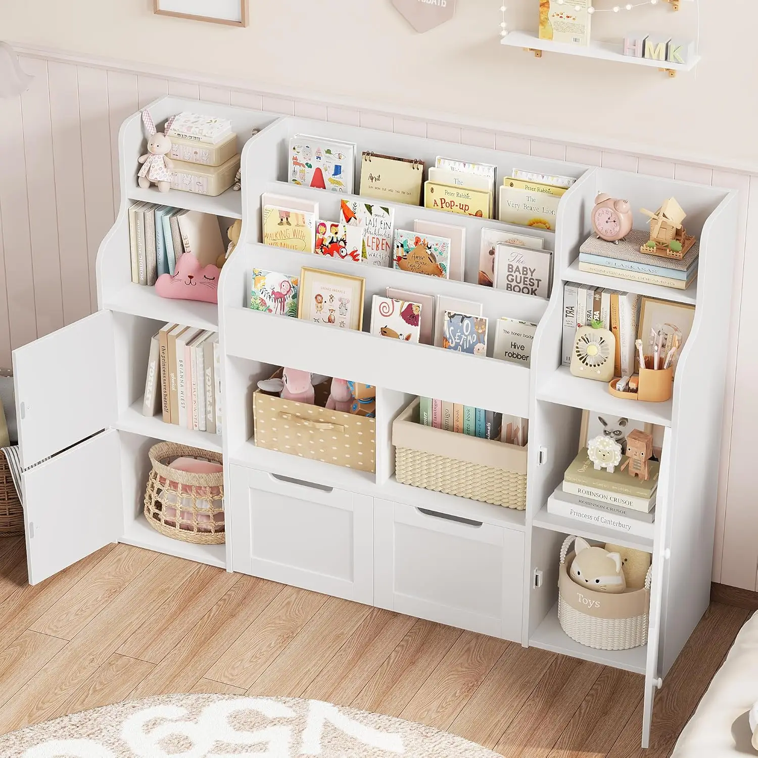 Organizer, Large Toy Organizers and Storage with 8 Storage Cubbies and 2 Movable Drawers, Toy Shelf Organi