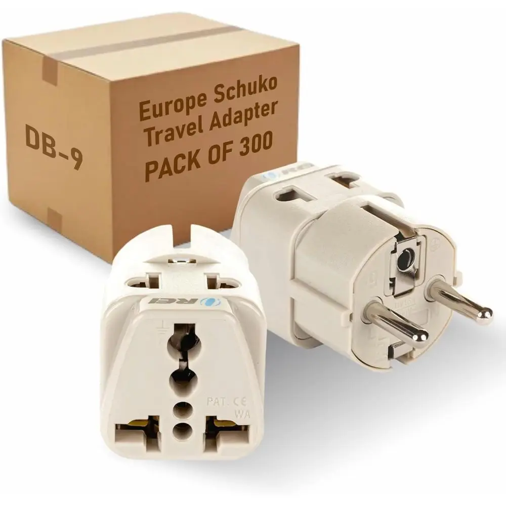 300-Piece US to European Schuko Type E Travel Adapter Plug Set