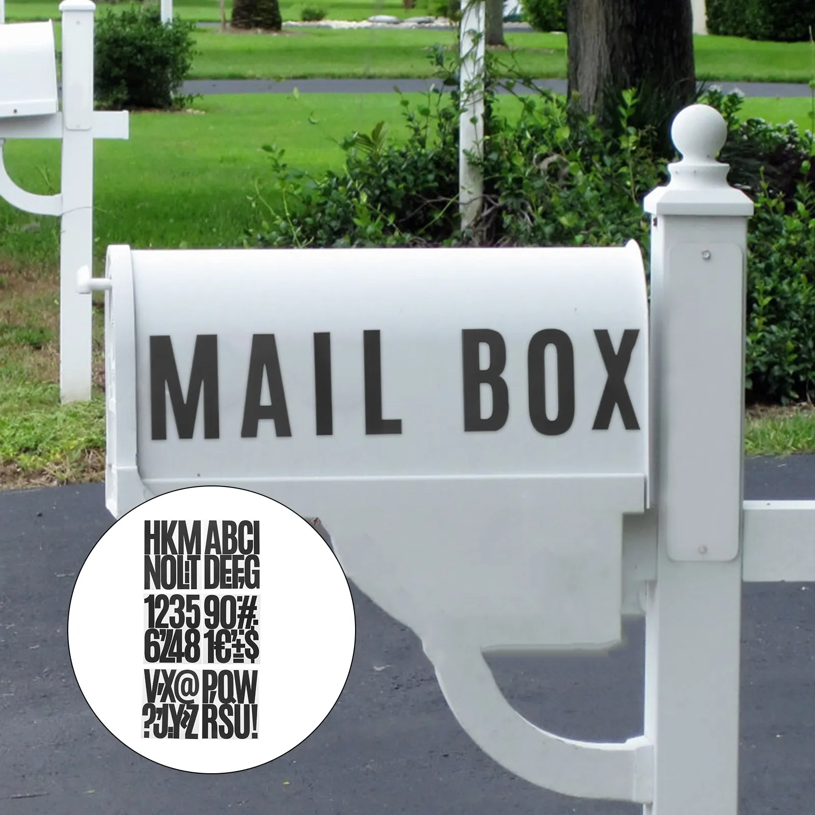 8Sheets Mailbox Letter Stickers Outdoor Waterproof Adhesive Alphabet Numbers Punctuation Decals DIY Address Door Signs Vinyl