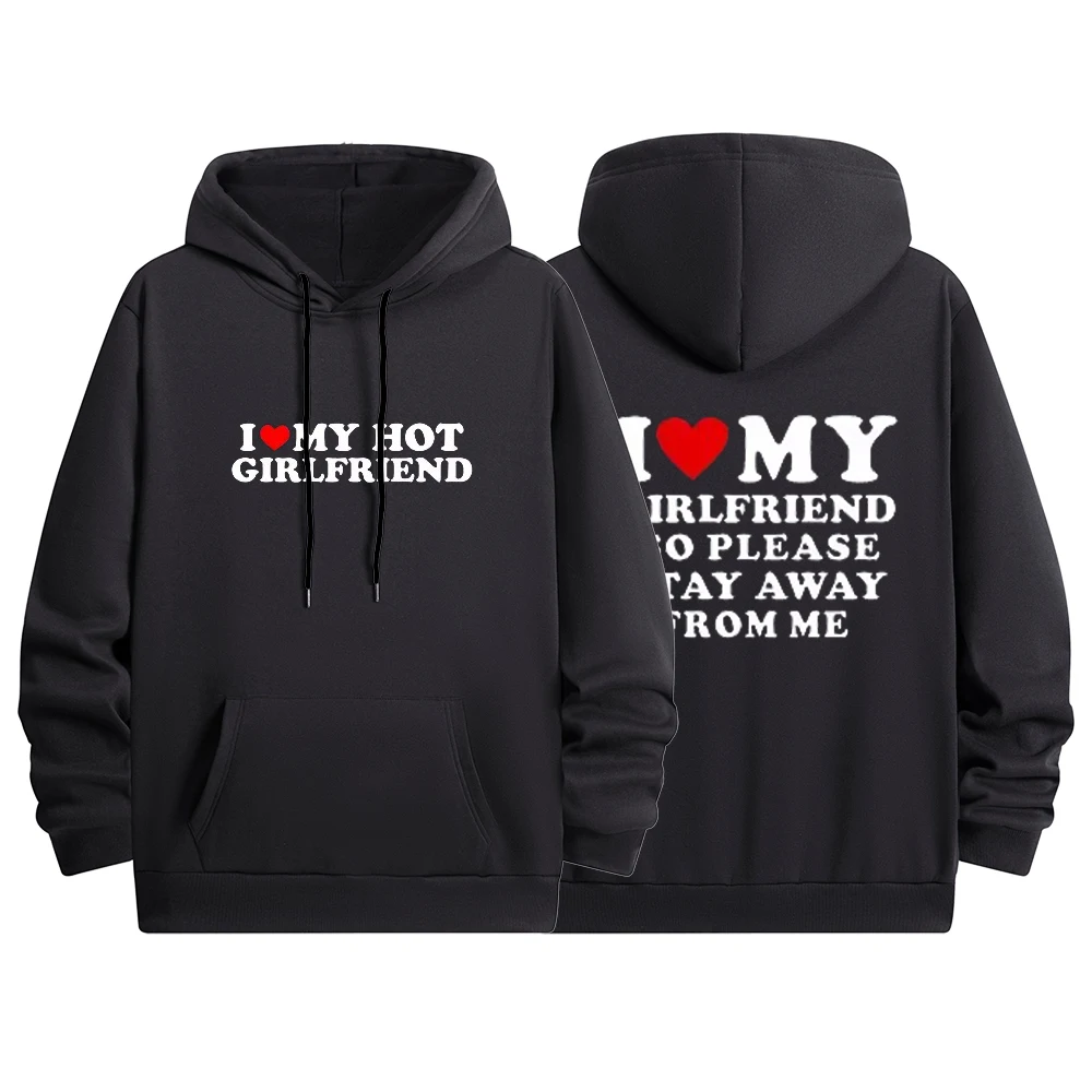 

Funny Letters I Love My Girlfriend Couple Outfit I Love My Boyfriend So Please Stay Away From Me Funny Proverb Quotes Men Hoodie