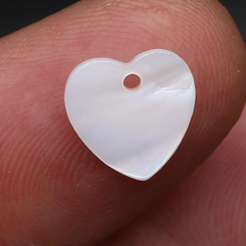 10 PCS Natural Freshwater White Mother of Pearl Shell Heart Shape Bead for Necklace Jewelry Making Women Gift 10x10mm 12x12mm
