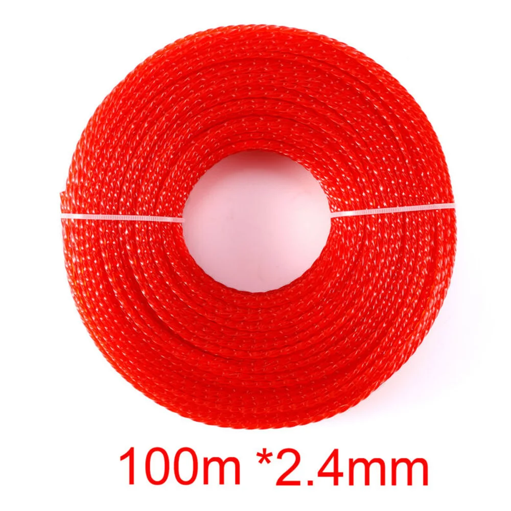 2.4mm*100m Red Easy installation String 1pc Spool Cutter Nylon Line Trimmer Replace Wire For Brushcutter Strimmer