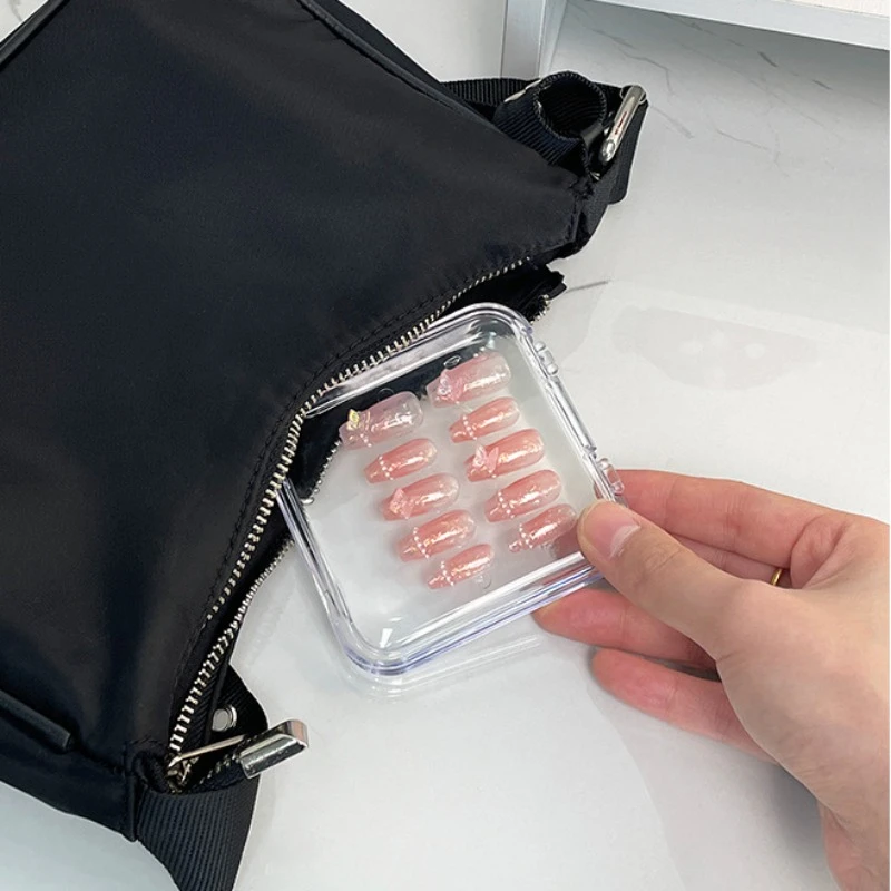 Nail Art Storage Box Transparent Wearing Armor Organizer Holder Empty Showing Box Dustproof Exquisite False Nails Display Case