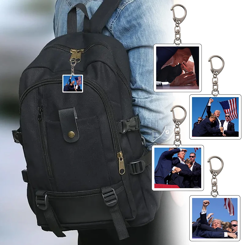 2024 Trumpt Memorabilia, сплав, акриловый брелок, декоративные подвески, американский, никогда не сдавайся