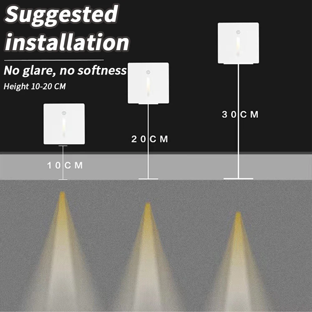 LED Step Light Stair Lights Indoor With 80lm 3000K Color Temperature Aluminum Shell Square 2W Wall Lamp For Bedroom