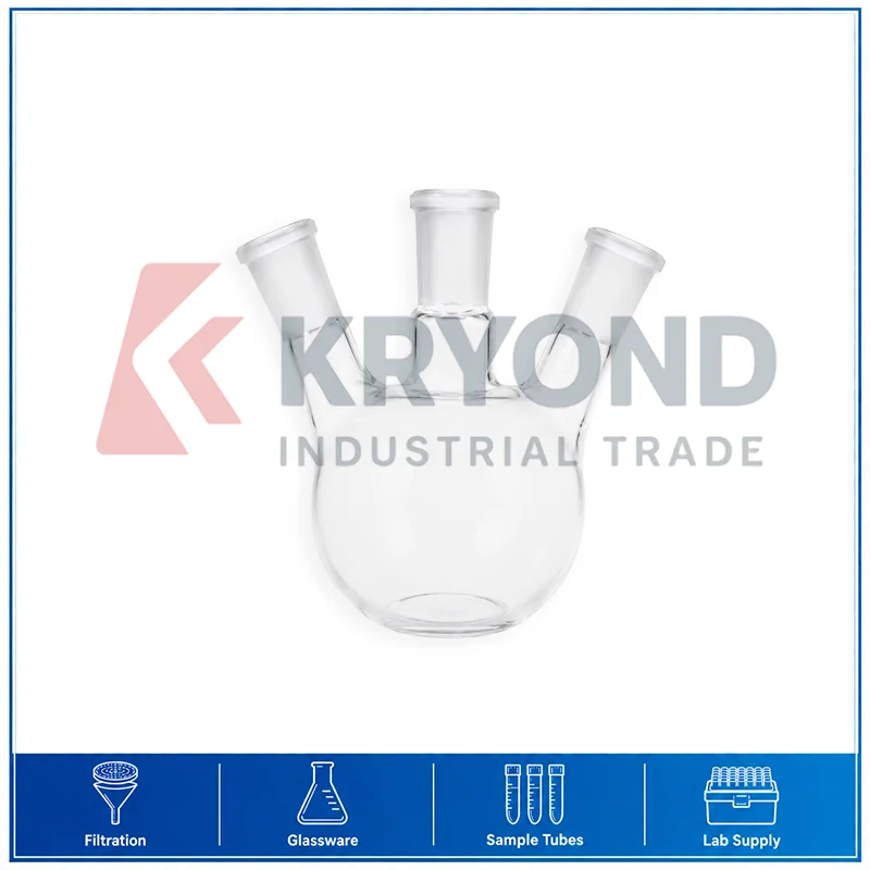 500ml 3-Neck Flat Bottom Flask 24/40 Borosilicate Glass Laboratory Reaction Vessel Chemical Research Use Glassware Equipment Set