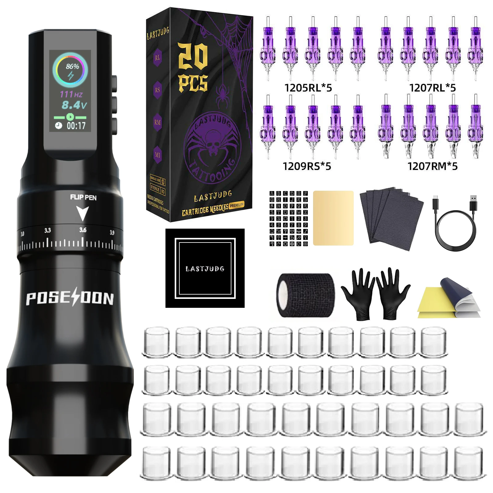 Tattoo Kit LASTJUDG Purple Tattoo Machine Kit For Permanent Makeup Tattoo Pen Kit  Adjustable Tattoo Power Supply Tattoo Gun Kit