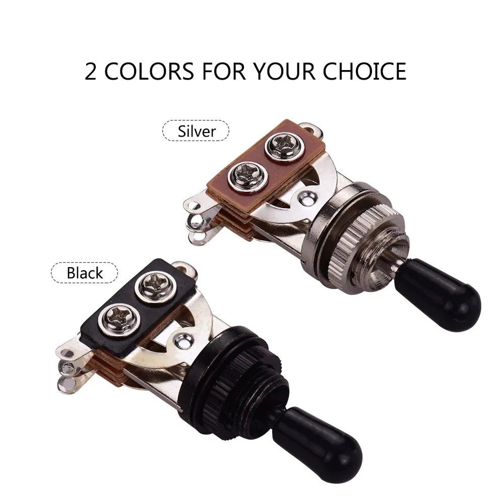 M00971 3 Way LP SG Elecric Guitar Switch 3-Position Pick-up Selector Toggle Silver/Black Top Switch Toggle image 6