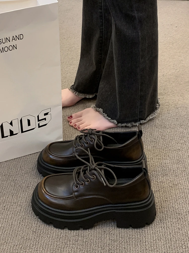 

Briti Sle Women's Loers Thi Bot Heightening oelace Casual oes Versatile round Toe Rubber Outsole Faionable