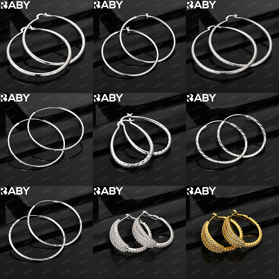 

URBABY 925 Sterling Silver Design Earrings Hoop Earrings For Women Creativity Gifts Street All-match Party And Daily Wear