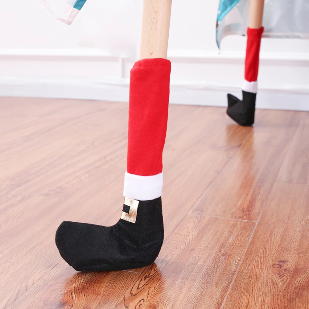 

8 PCS Christmas Table Leg Cover Feet Covers Cloth Chair Sleeves Decoration Protectors Dining