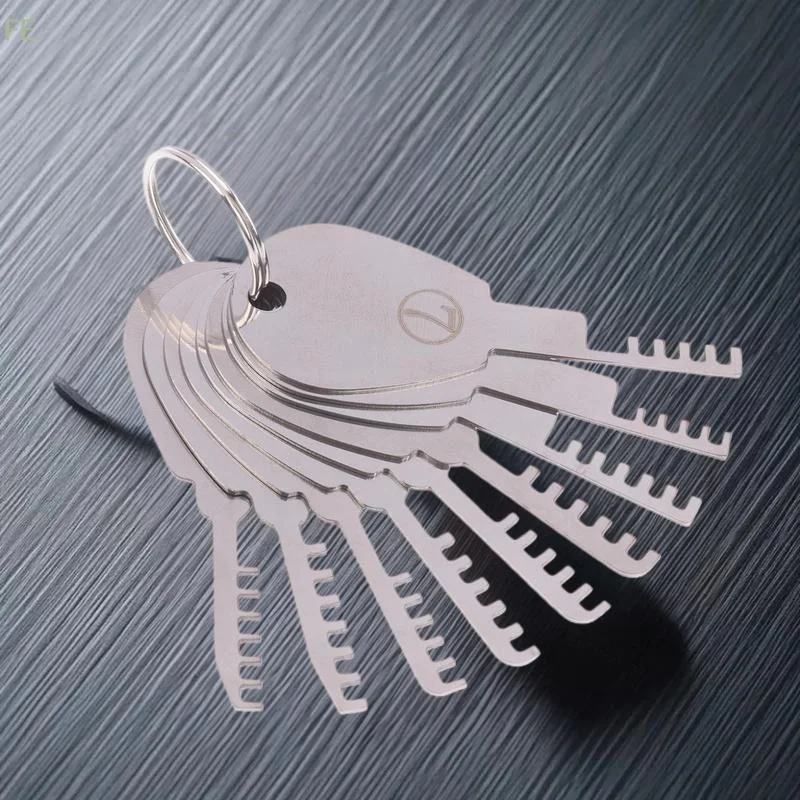 

[F] 1 Set HUK Tools Stainless Steel Comb Lock 9in1 Full Set Repair Tool Stainless Steel Key Blank