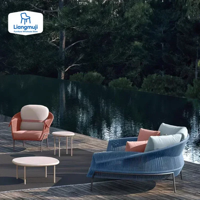 الفاخرة الأوروبية أريكة الروطان في الهواء الطلق مصمم رخيصة وسادة أريكة مسند الذراع صالة القراءة موبليس الفقرة El Hogar الأريكة الأثاث