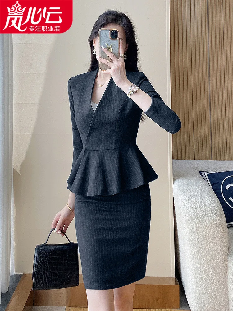 High-End Suit Female TemperamentVCollar Suit Hotel Reception Work Clothes Counter Sales Jewelry Shop Business Wear