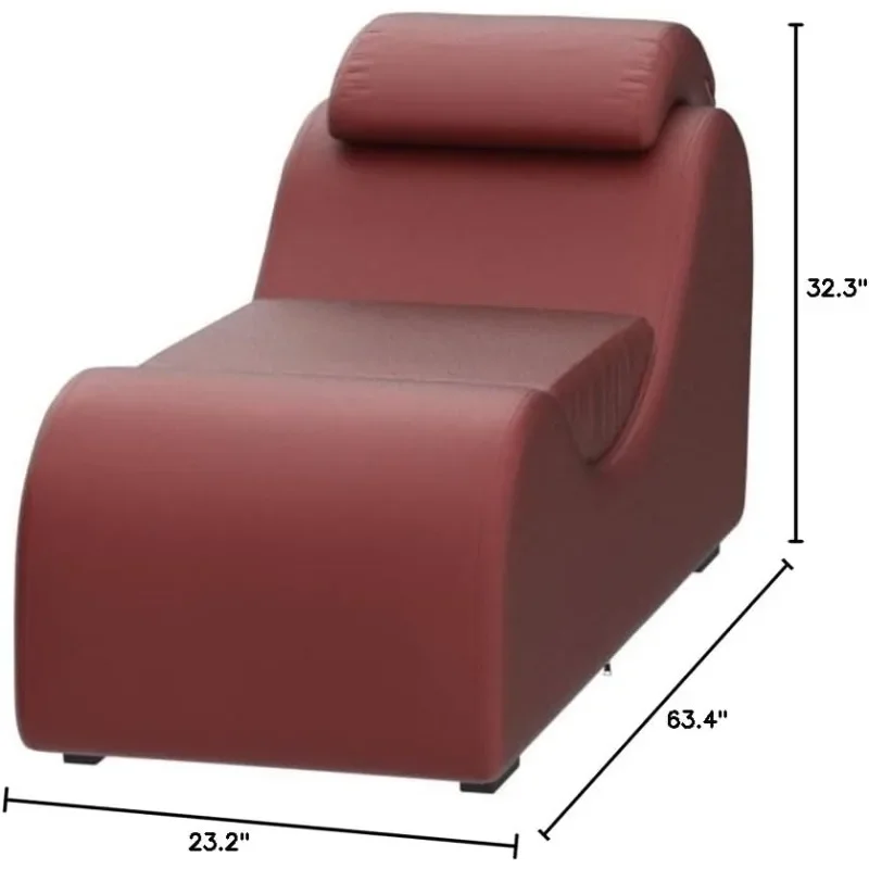 Chaise Lounge curvo de piel sintética para sala de estar, Yoga, estiramiento, relajación, moderno, grande, rojo