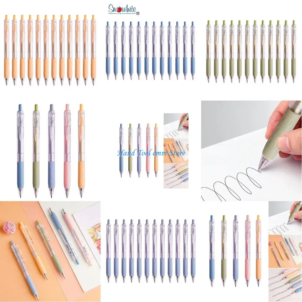 

H37F 12x 0.5mm Pens Quick-Drying Neutral Pens Retractable Pens Press Gel Pen for Writing Drawing Journaling