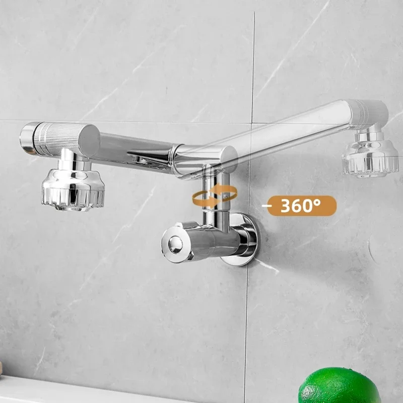 Chrome Kitchen Faucet Sink Wall Mounted 360 Degree Rotate Single Cold Mixer Tap Bath Basin Faucet One Hole Kitchen