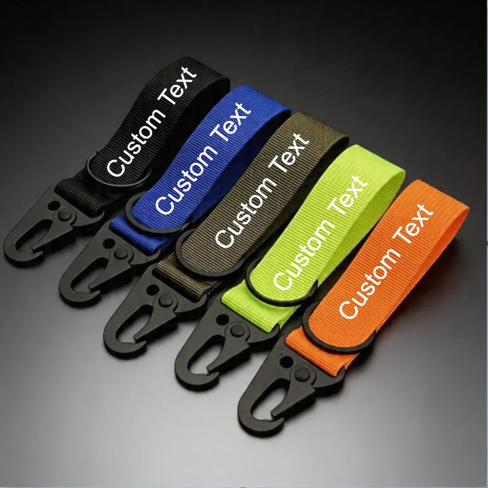 Custom Carabiner Nylon Keychain Hook Holder Webbing Buckle Hanging Backpack Belt Buckle Keyring Camping Hiking Accessory Gifts