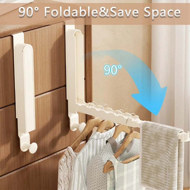 HOT-Folding Clothes Drying Rack, Door Hook Clothes Hanger, No Need To Hit The Clothes Hanger, Portable & Foldable