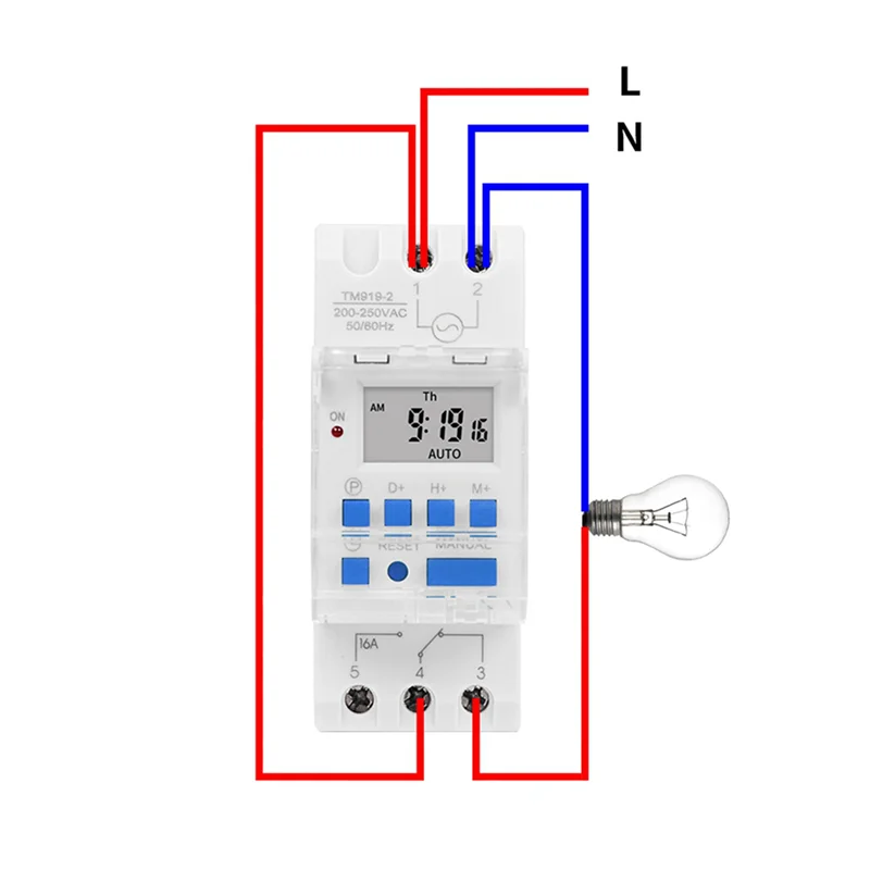 2025 New-4X SINOTIMER TM919A-2 interruptor de tiempo Digital programable relé temporizador Control AC 220V 16A montaje en carril Din