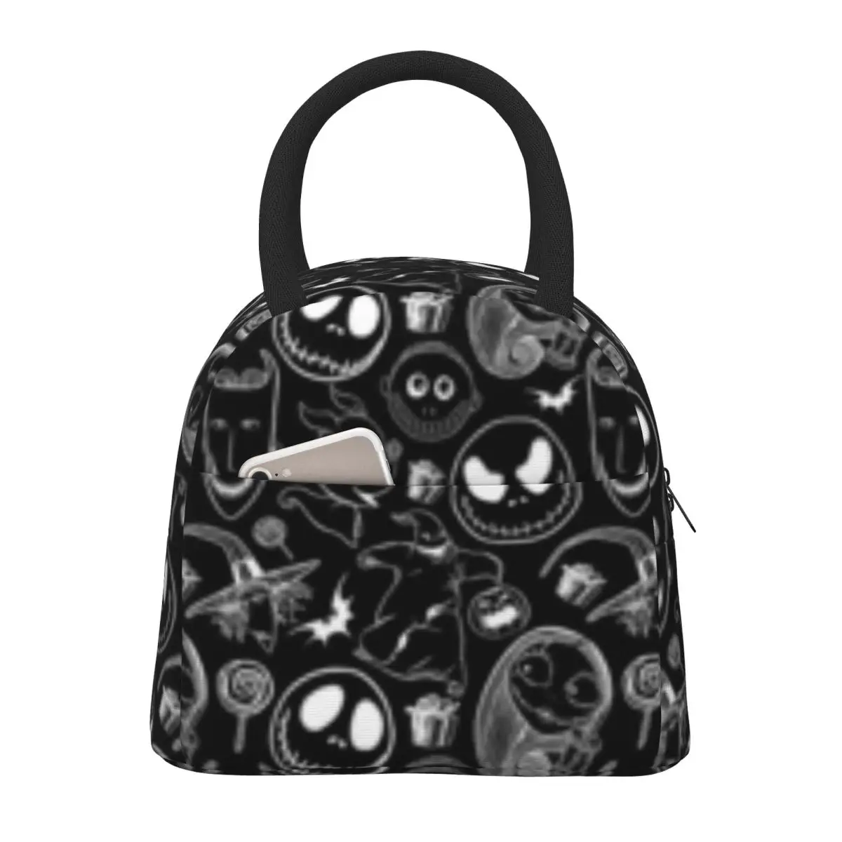 Nightmare Before Christmas Lunch Box para mulheres, refrigerador multifunções, comida térmica, lancheira isolada, crianças, sacolas portáteis de piquenique