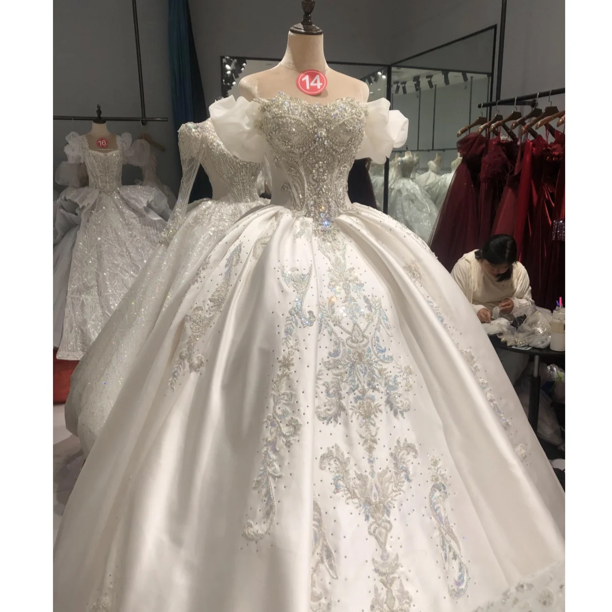 

Kisswhite LTT Collection Customized Sain Fabric Color Lace Bridal Wedding Dresses Available Video Call