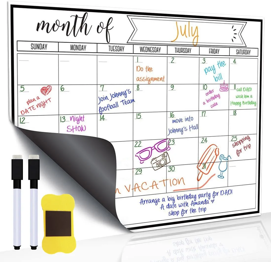 10ml Magnetic Monthly Weekly Planner Calendar Table Dry Erase Whiteboard Blackboard Fridge Sticker Message Board Menu Creative