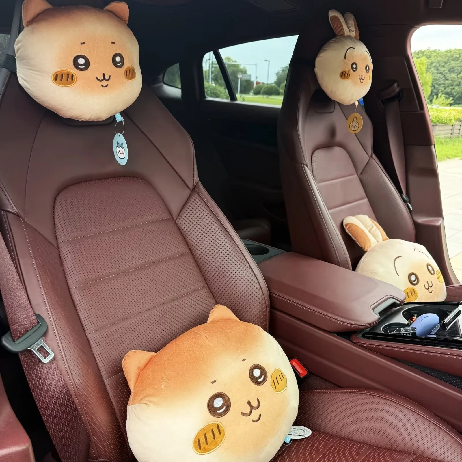 Chiikawa Hachiware Bread Plush Car Headrest Waist Cushion Usagi Soft Stuffed Neck Pillow for Car Seat Birthday Gift for Girl - view 6