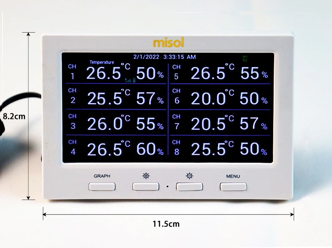 Misol wireless weather station with 5 sensors, 5 channels, color screen, data logger, connect to PC