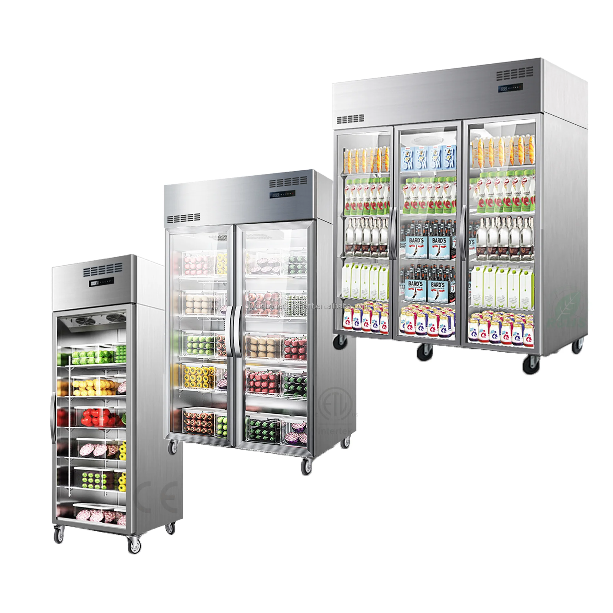 1/2/3/4/6 Door Stainless Steel Upright Commercial Deep Freezer Refrigerator for Restaurant