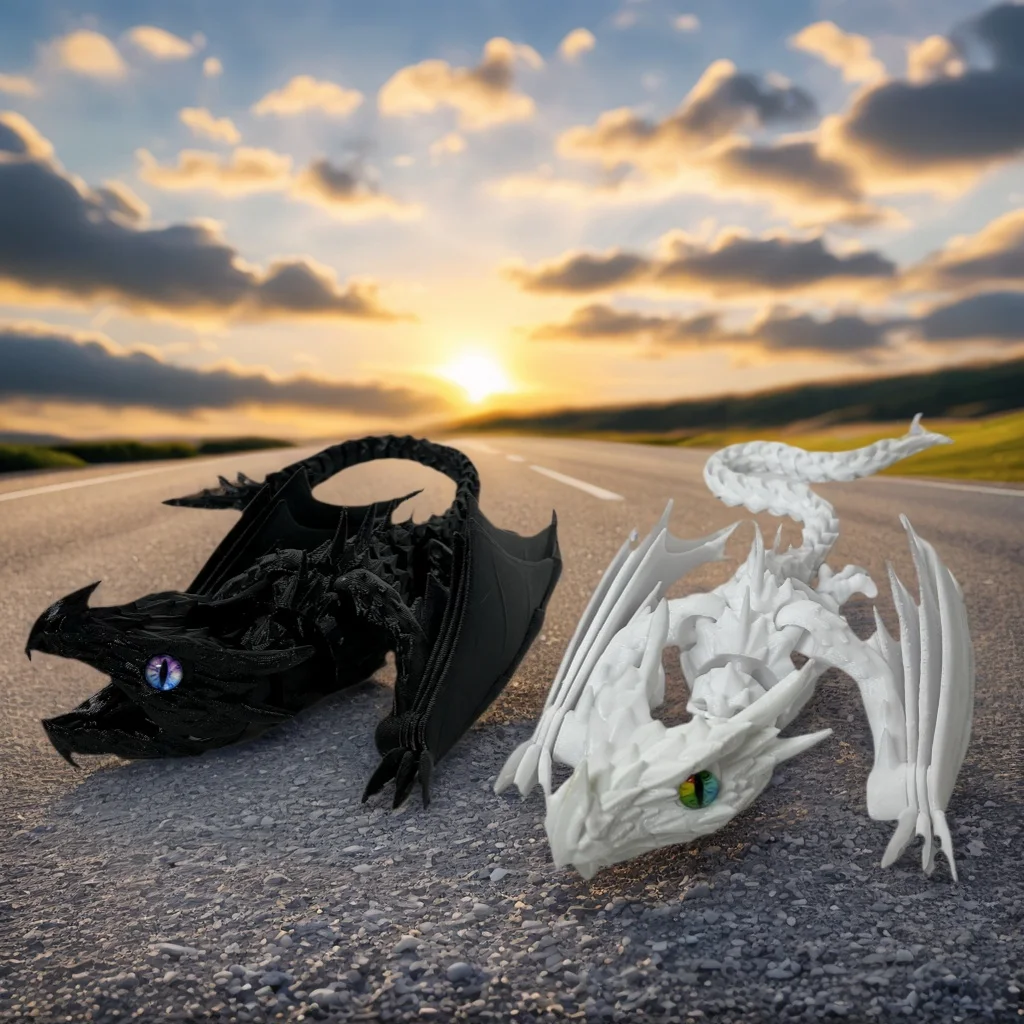 42Cm/16.54In 3D Printed Dragon Moveable Joints Animal Model Home Desktop Decoration Ornament Gift Collectible Statue