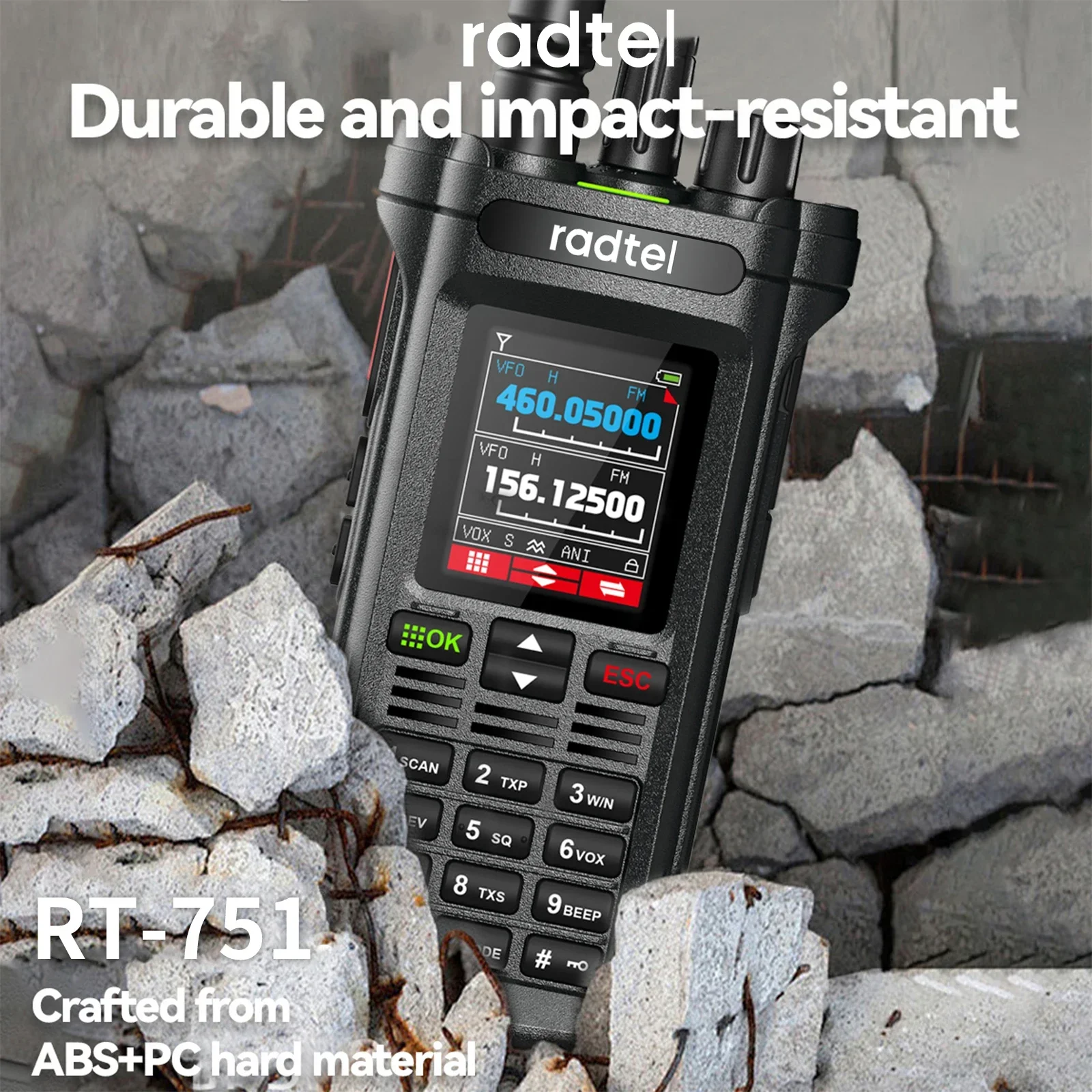 Radtel RT-751 듀얼 밴드 워키토키, 아마추어 햄 라디오, 199CH HT USB-C 배터리, NOAA FM AM 양방향 라디오, 10W 에어 밴드