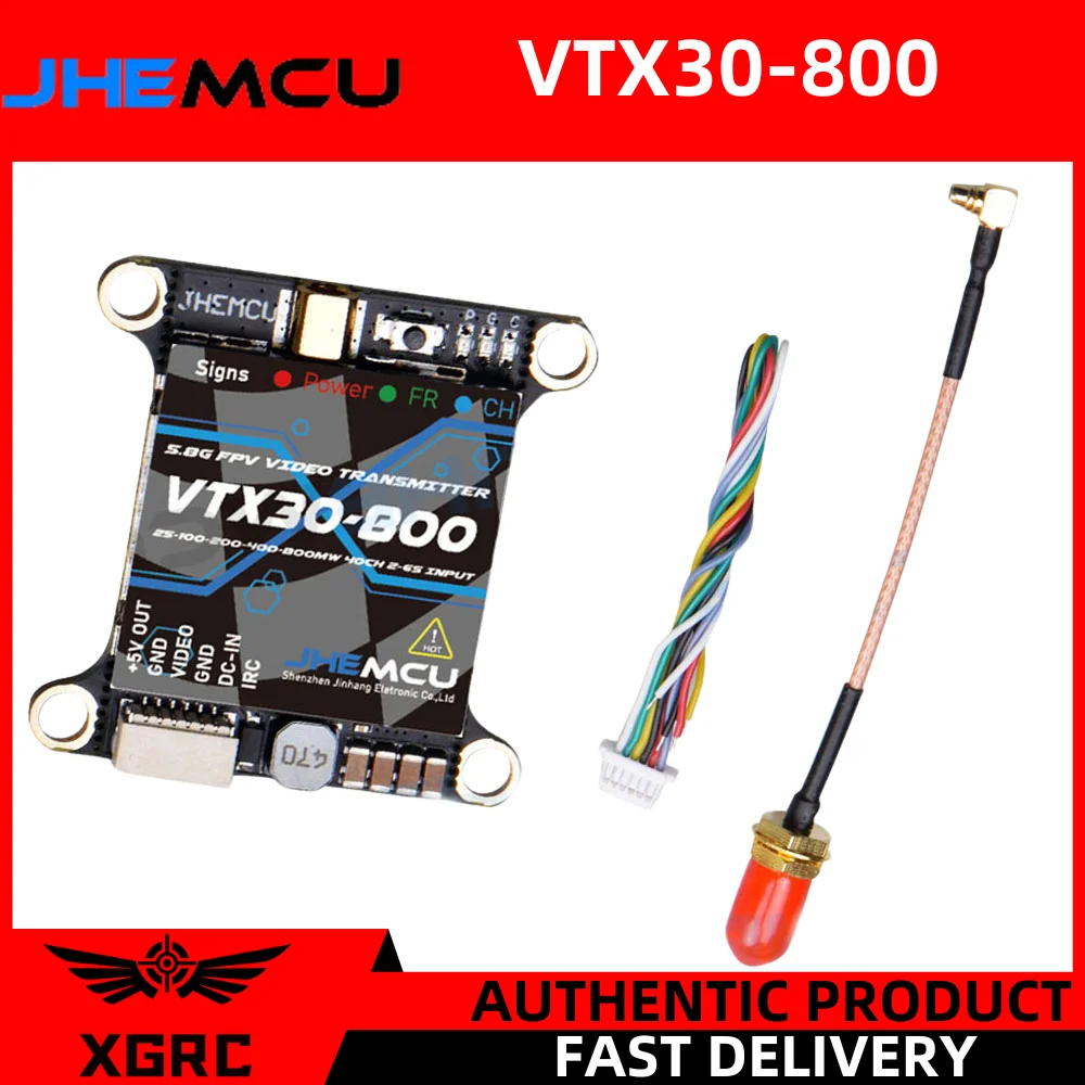 

JHEMCU VTX30-800 5,8G 40CH PitMode 25 МВт 100 МВт 200 МВт 400 МВт 800 МВт Регулируемый VTX 2-6S 30X30 мм для RC FPV Racing Freestyle Drone