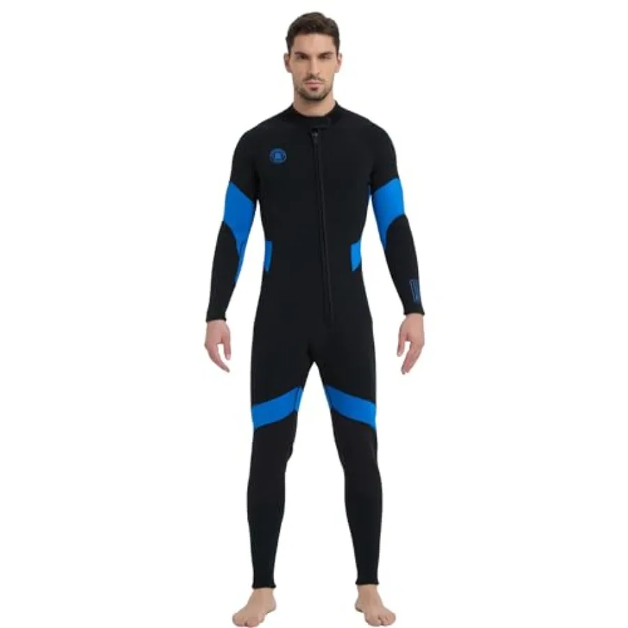 

Water sports diving suit for men and women 2mm front zip super-stretch neoprene full body black with gray accents ultra-flexibl