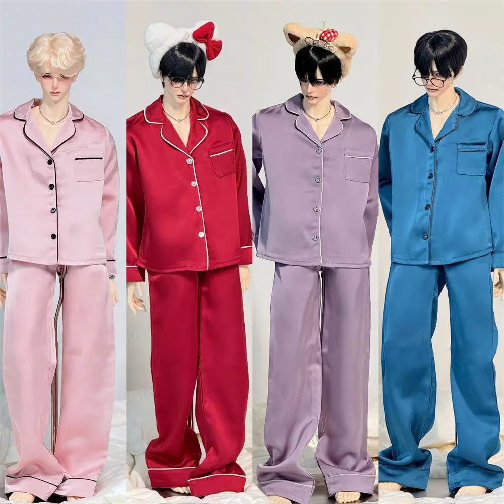 Roupas de boneca bjd adequadas para tio id75 tamanho versátil preguiçoso pijama multicolorido manga comprida roupas para casa conjunto de duas peças masculino