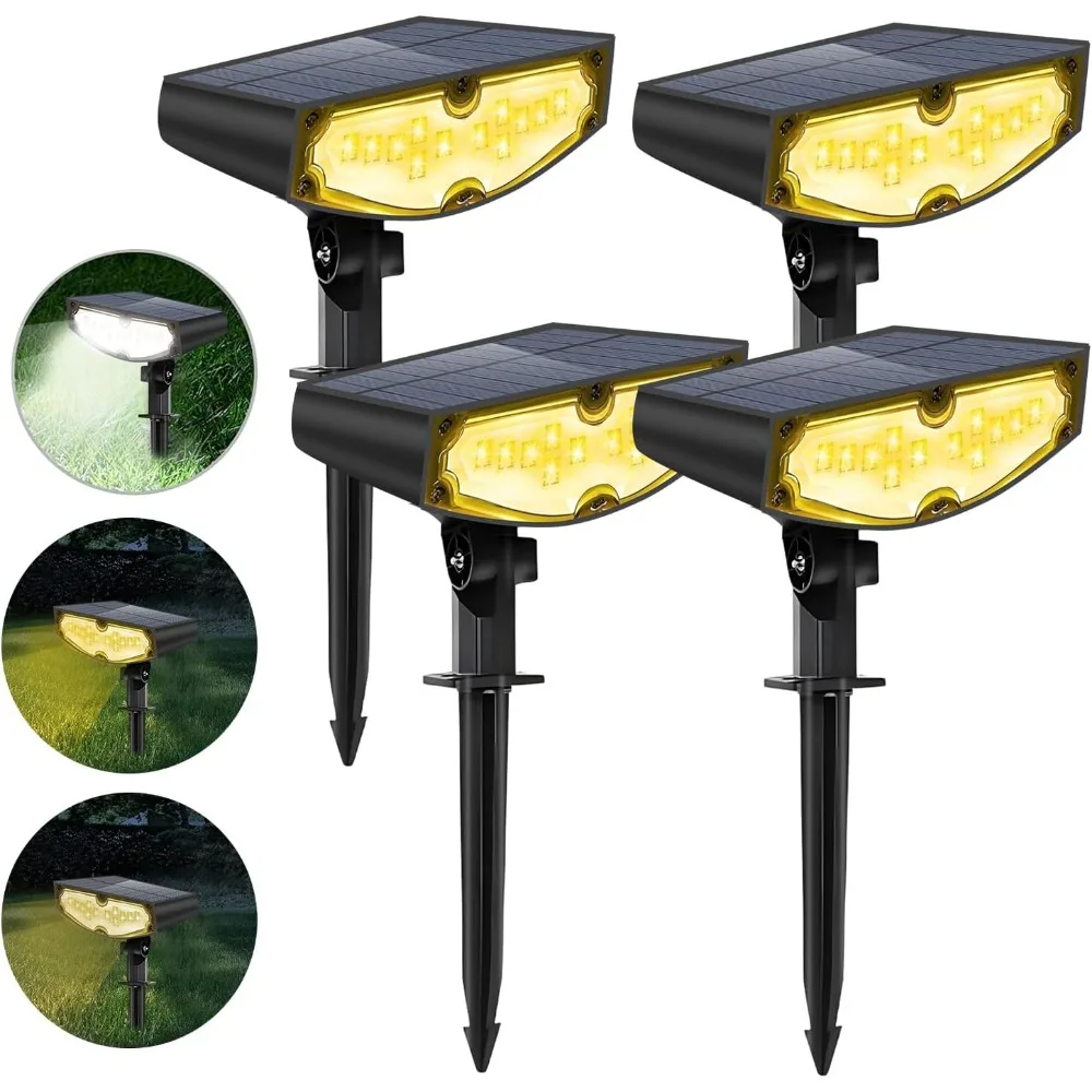 

Solar Powered Spot Lights Outdoor Waterproof IP67 Pathway Landscape 3 Lighting Modes 2700K 4000K 6000K LED Garden Lights for