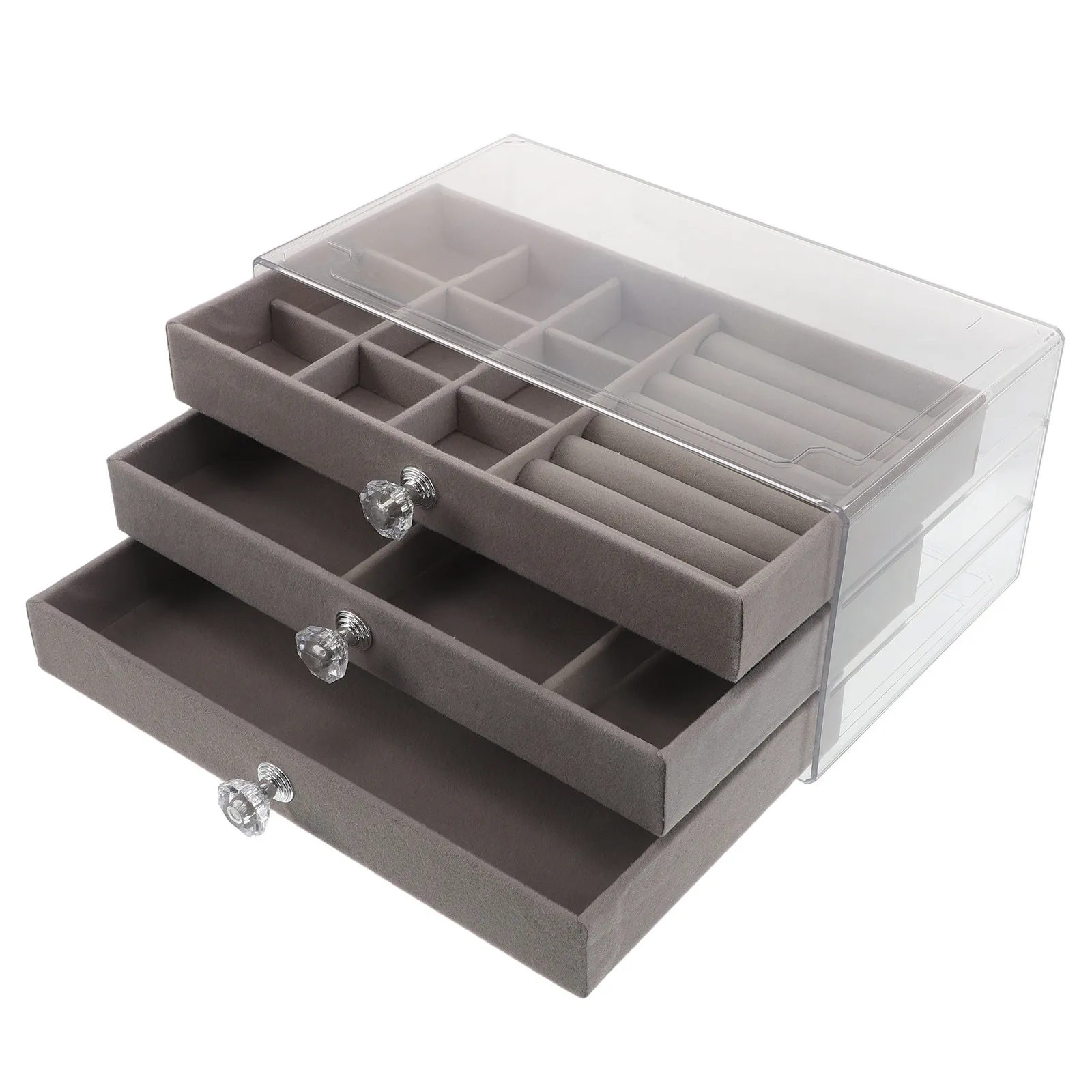 Acrylic Jewelry Organizer 3 Drawers Clear Stackable Box for Rings Earrings Necklaces Bracelet Storage Jewelry Box Organizer