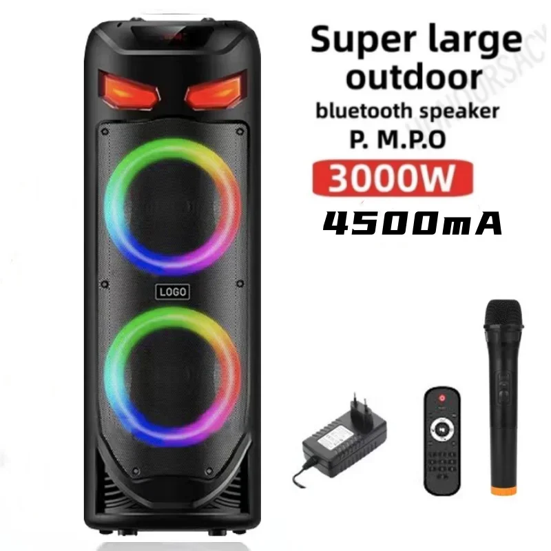 

Powerful Subwoofer Portable 3000W P.M.P.O Bluetooth Speaker Subwoofer Karaoke Square Dance Outdoor Soundbox with Mic FM/AUX/TWS