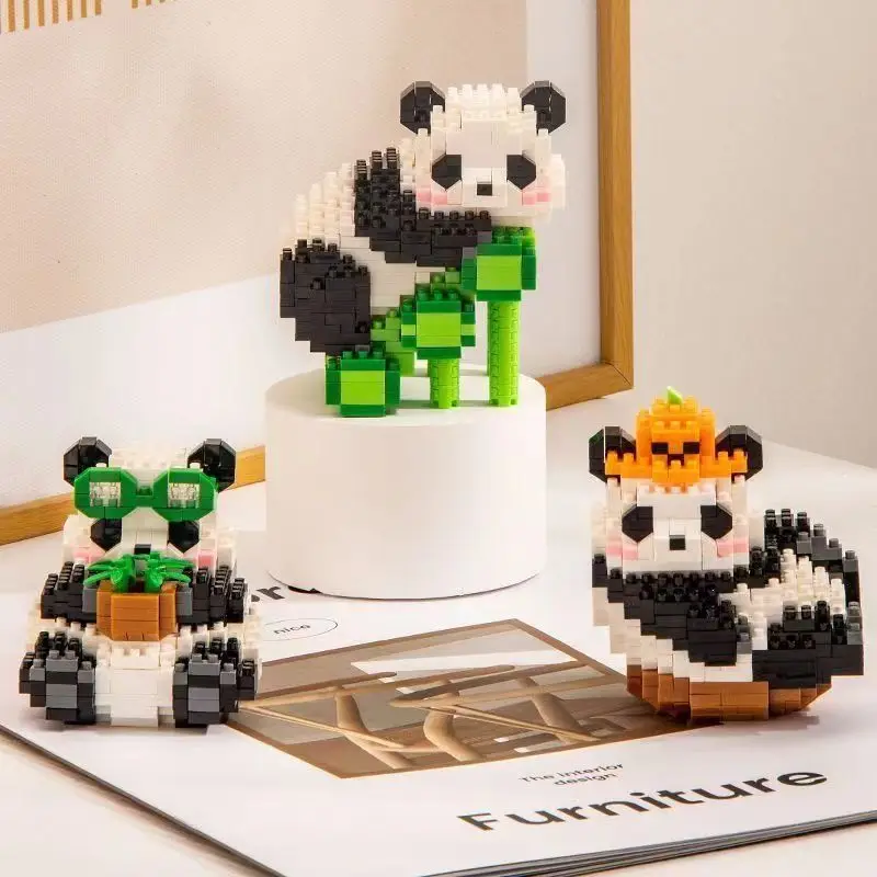 Creatieve Diy Assemable Dier Schattige Mini Chinese Stijl Dier Panda Bouwsteen Educatief Jongen Speelgoed Voor Kinderen Model Bakstenen