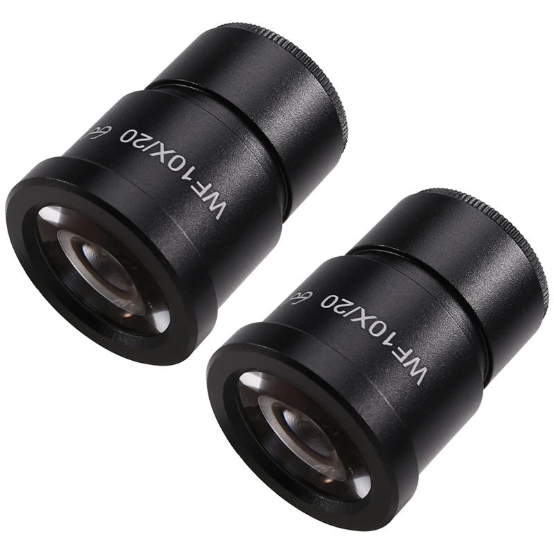 2PCS WF10X-20MM Wide-Angle High Eyepoint Ocular for Binocular Trinocular Stereo Microscope Installation Interface-A55K