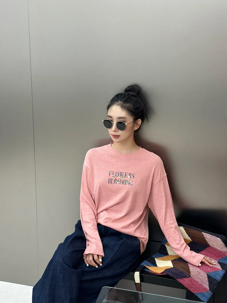 

Faionable Street-Sle Printed ort-Sve T-irt Women's Retro American Cool Cotton Linen Blend Summer Moisture-ng