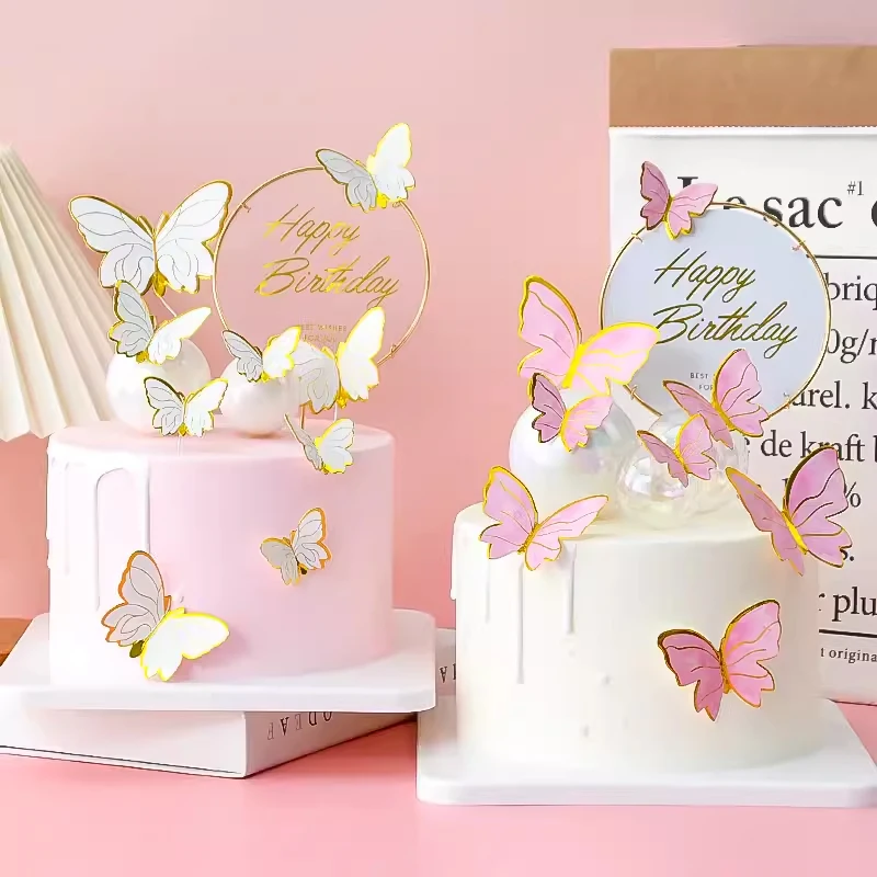 Schmetterling Kuchen Dekoration Stück Papier Cartoon niedlichen Schmetterling alles Gute zum Geburtstag Karte Königin Mädchen romantischen Valentinstag Schmetterling