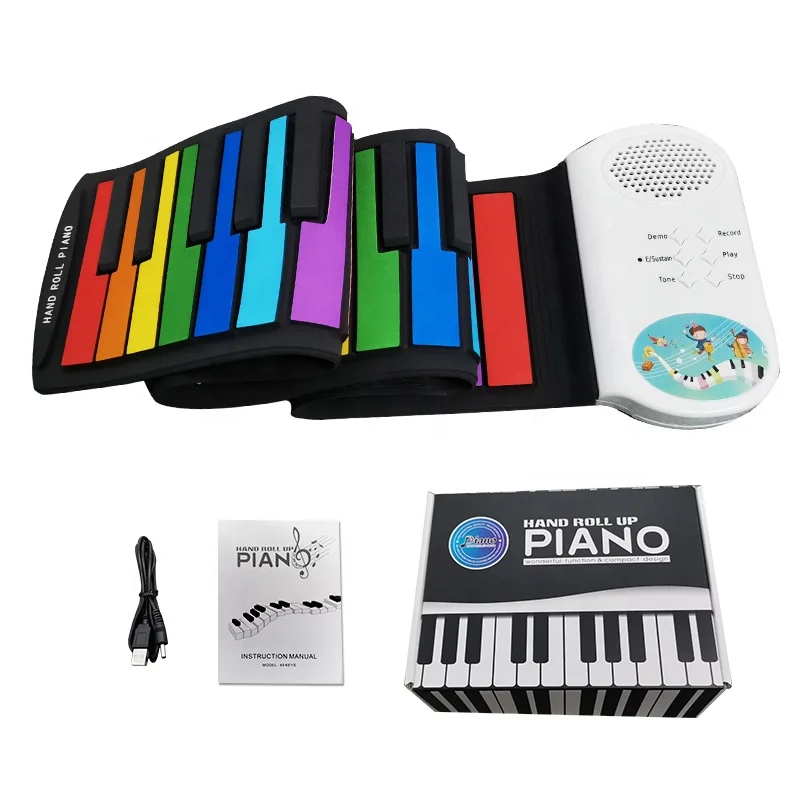 Wholesale Foldable Digital Piano Roll Up Piano Keyboard 49 Soft Keys Musical Instrument Toys Electronic Organ For Music Beginner